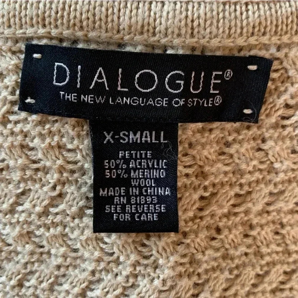 Dialogue Merino Wool Cardigan Sweater Duster Sz Petite XS Beige Coatigan QVC XSP - Picture 9 of 9